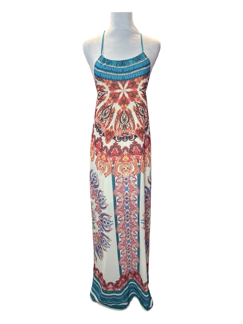Flying Tomato Teal, Red & White Boho Maxi Dress - Picture 3 of 12